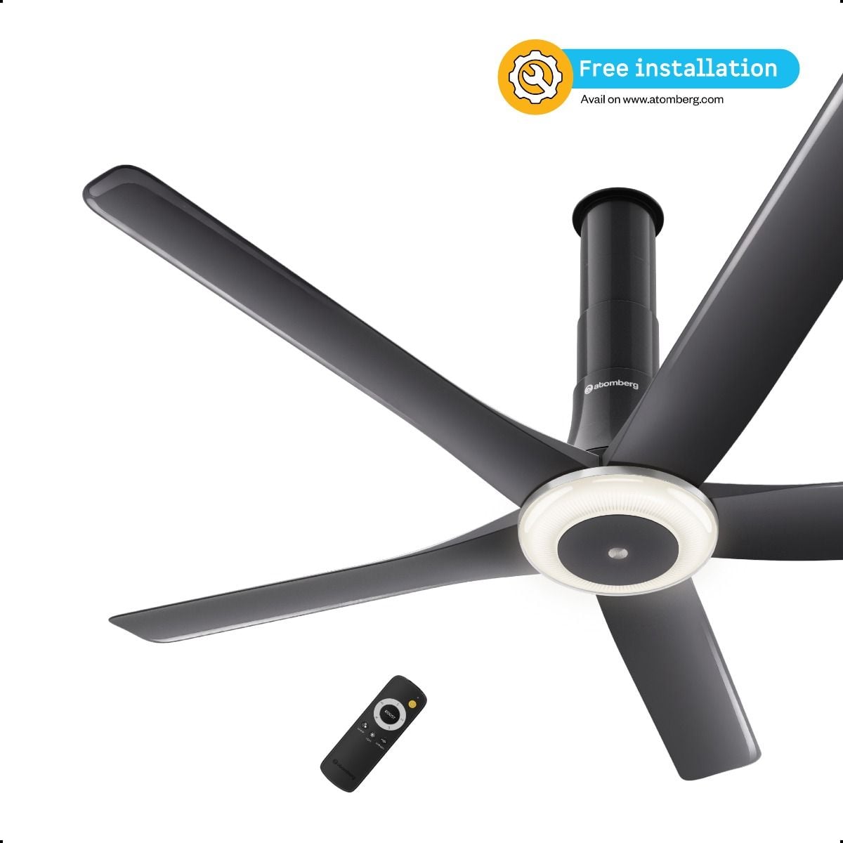 Atomberg Emperion Magna Smart 1280mm BLDC Ceiling Fan | Newly Launched | Remote Operated | BEE 5 star rated | Advance Air+ Technology | Silent Operation | 12W LED Underlight | 3+2* Year Warranty