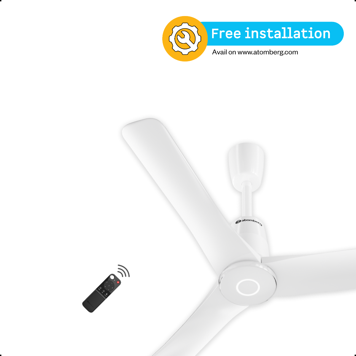 Atomberg Atomberg Aris Contour Ceiling Fan Marble White 1200mm