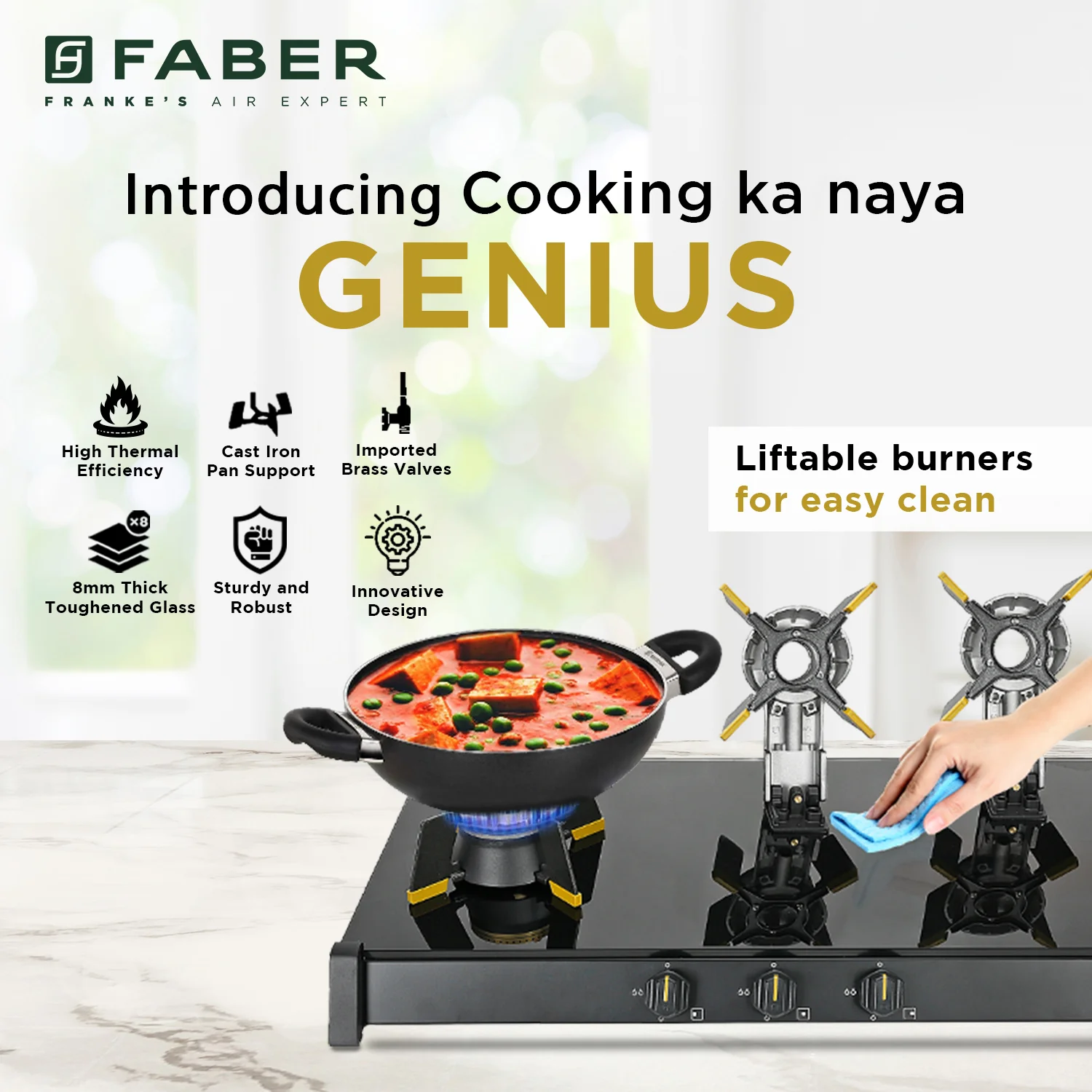 Faber Faber Genius 753 BK 3 Burner Cooktop