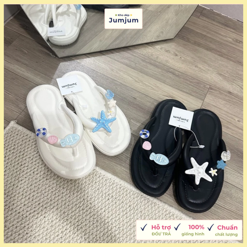 Dép xỏ ngón đi biển nữ sao biển cao su mềm êm chân kháng nước chống trượt dày 1.5 cm | JJKEP4 ảnh 4