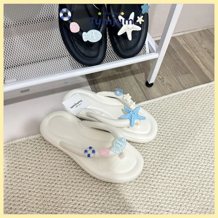 Dép xỏ ngón đi biển nữ sao biển cao su mềm êm chân kháng nước chống trượt dày 1.5 cm | JJKEP4 — quà lưu niệm Việt Nam