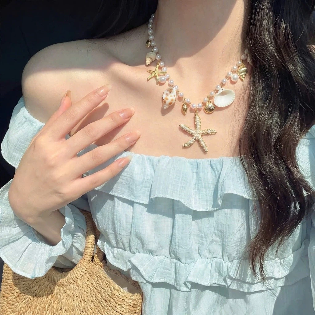 Bộ Sưu Tập Phụ Kiện Đeo Eo, Vòng Cổ Đi Biển Mùa Hè Cho Nữ, Vòng Đeo Đính Vỏ Sò Vỏ Ốc Cao Cấp ảnh 3