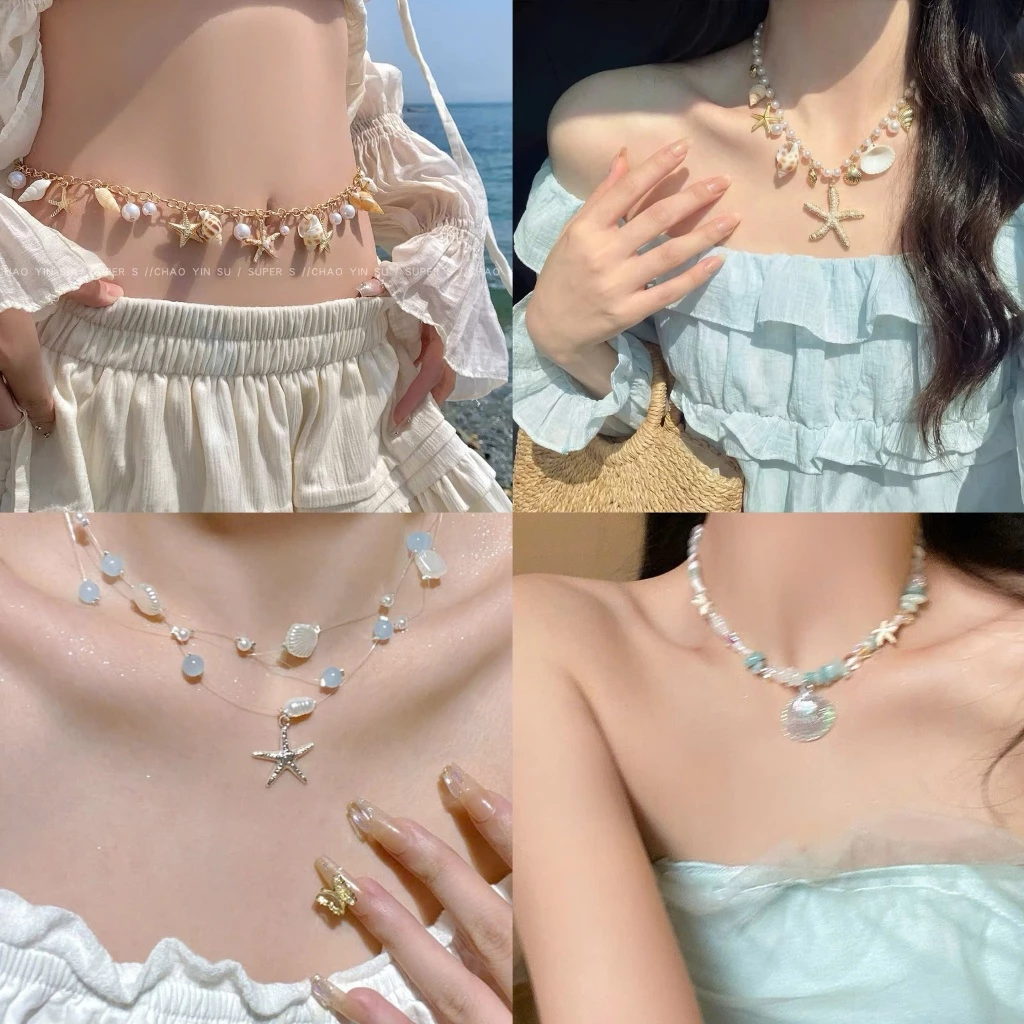 Bộ Sưu Tập Phụ Kiện Đeo Eo, Vòng Cổ Đi Biển Mùa Hè Cho Nữ, Vòng Đeo Đính Vỏ Sò Vỏ Ốc Cao Cấp — quà lưu niệm Việt Nam