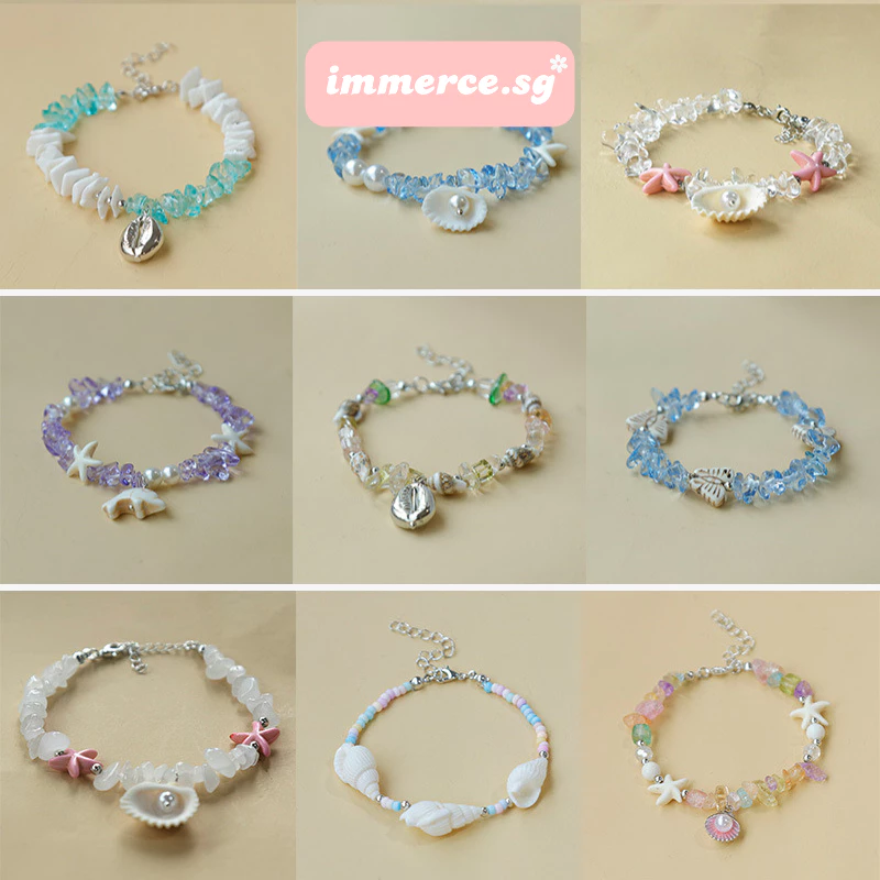 Vòng Tay Hạt Cườm Charm Vỏ Sò Sao Biển immerce.sg Cao Cấp Nhiều Màu Sắc Cho Nữ Đi Biển VTH — quà lưu niệm Việt Nam