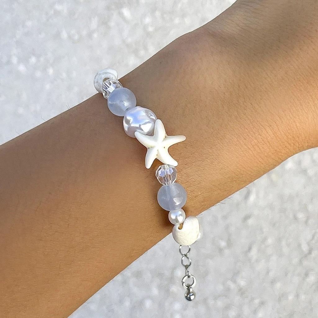Vòng Tay Hạt Cườm Charm Vỏ Sò Sao Biển immerce.sg Cao Cấp Nhiều Màu Sắc Cho Nữ Đi Biển VTH ảnh 4