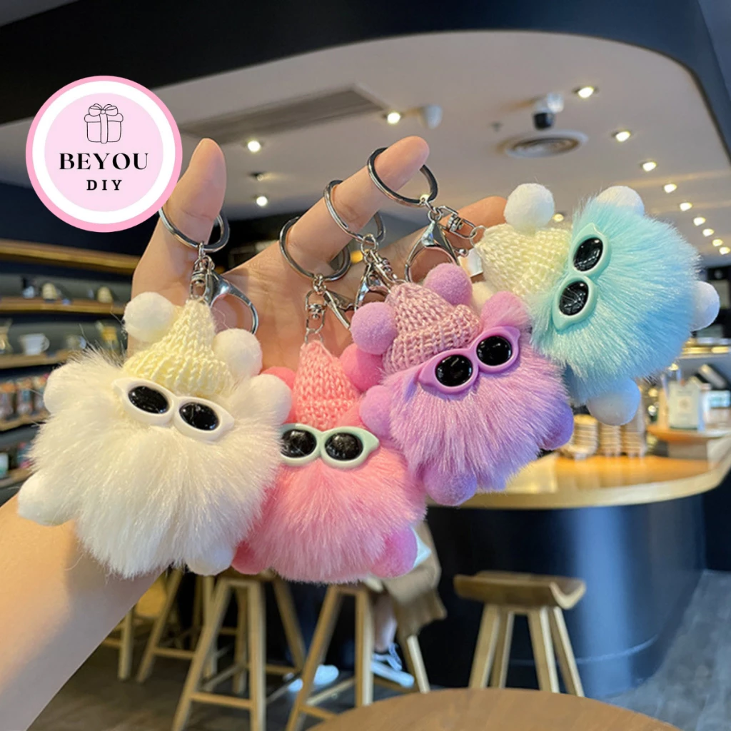 Móc Khóa Gấu Bông Lông Xù Đeo Kính Cute, Móc Chìa Khoá — quà lưu niệm Việt Nam