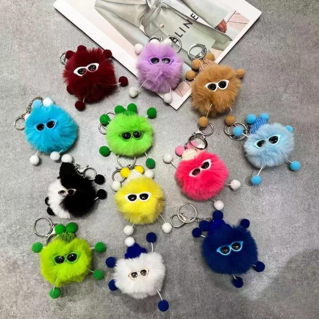 Móc Khóa Gấu Bông Lông Xù Đeo Kính Cute, Móc Chìa Khoá ảnh 4