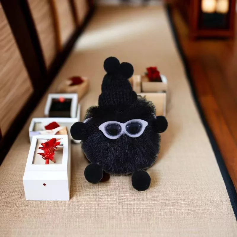 Móc Khóa Gấu Bông Lông Xù Đeo Kính Cute, Móc Chìa Khoá ảnh 3