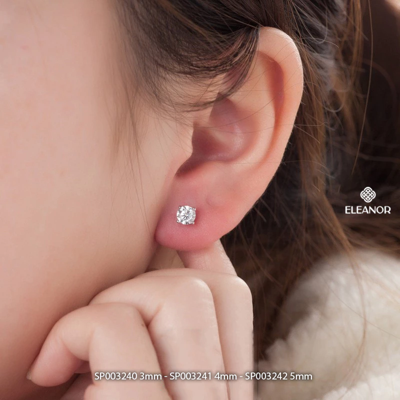 Bông tai nữ nụ đính đá chuôi bạc 925 Eleanor Accessories khuyên tai basic phụ kiện trang sức 3240 ảnh 2