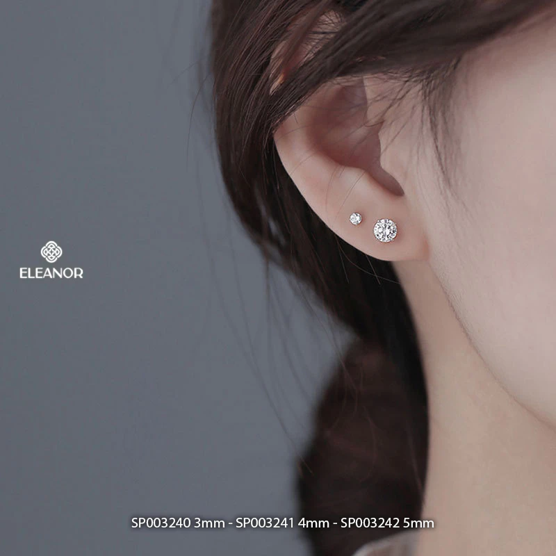Bông tai nữ nụ đính đá chuôi bạc 925 Eleanor Accessories khuyên tai basic phụ kiện trang sức 3240 — quà lưu niệm Việt Nam