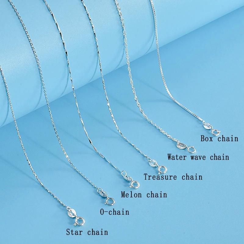 【Còn hàng】 100% Dây chuyền bạc 925 thật 40/45/50/55/60cm Thiết kế khác nhau Chuỗi trang sức thời trang Quà tặng ảnh 4