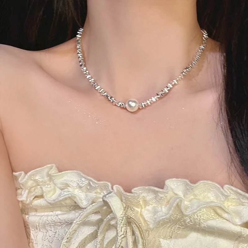 Vòng cổ Mạ Bạc 925 Đính Ngọc Trai Xinh Xắn Cho Nữ ảnh 4