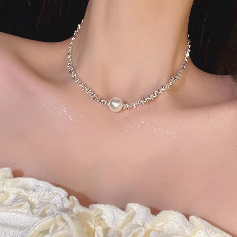 Vòng cổ Mạ Bạc 925 Đính Ngọc Trai Xinh Xắn Cho Nữ — quà lưu niệm Việt Nam