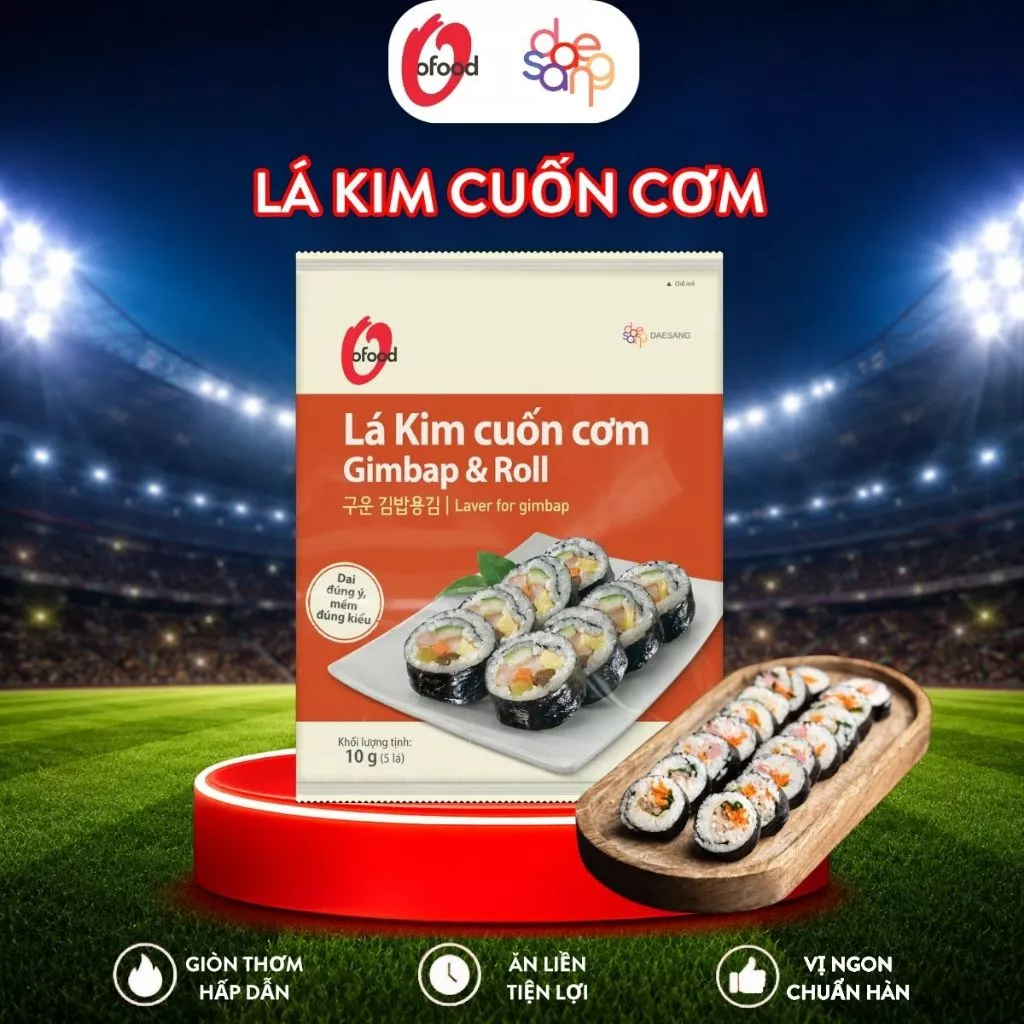 Rong biển / lá kim cuốn cơm Hàn Quốc O'food 10g, sử dụng cho các món kimbap, sushi — tạp hoá ăn vặt