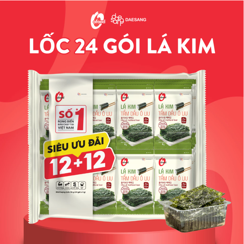 [PHIÊN BẢN 24 GÓI] Rong Biển Lá Kim O'Food Ô Liu 4G – Combo 12+12 – Ăn Liền Healthy — tạp hoá ăn vặt