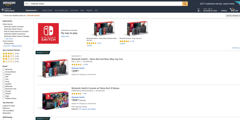 Amazon result's page