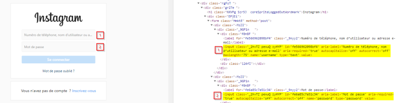 Instagram HTML structure