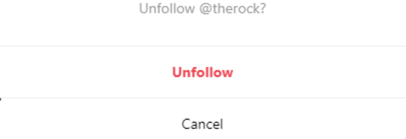 Unfollow modal