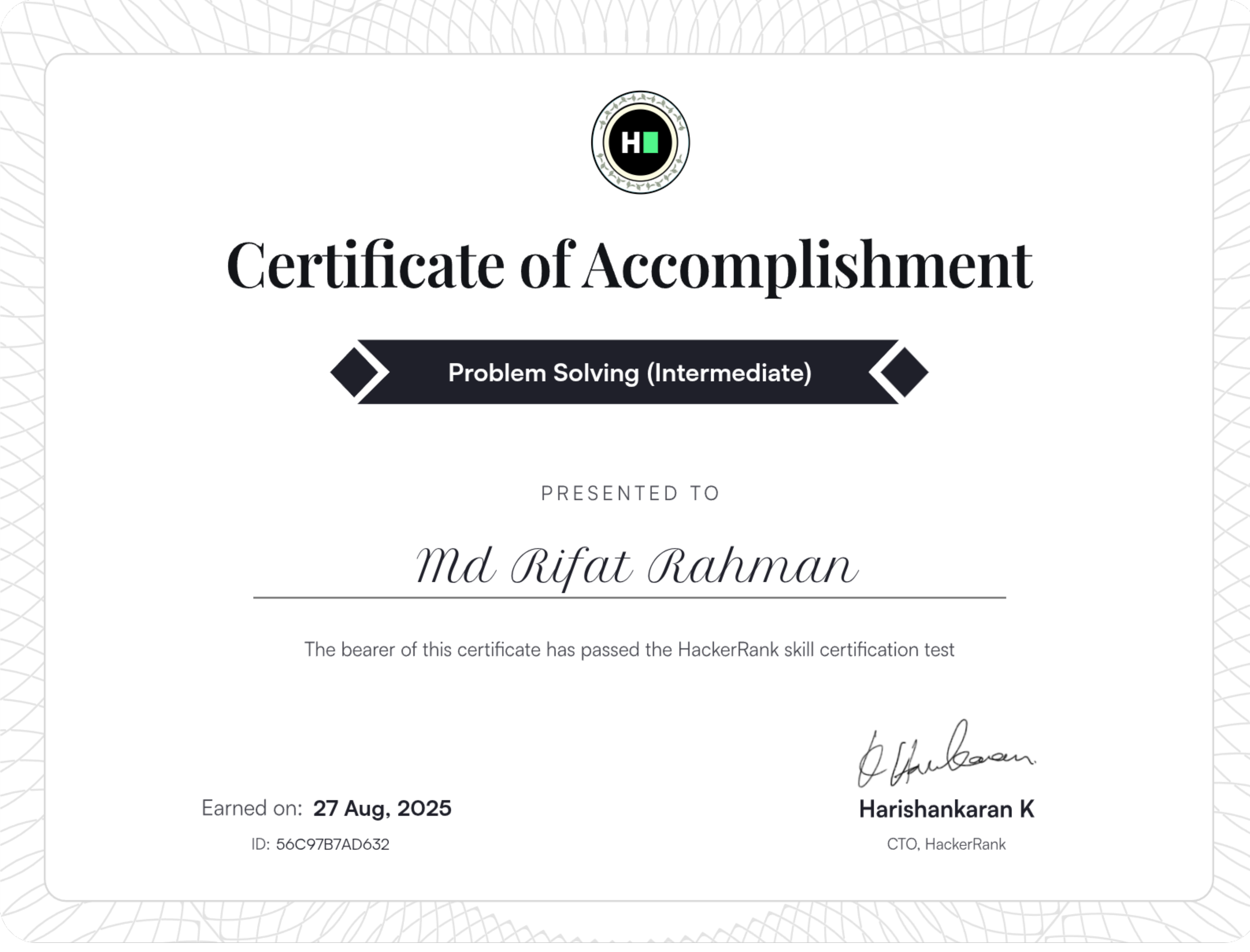 Problem Solving Certificate
