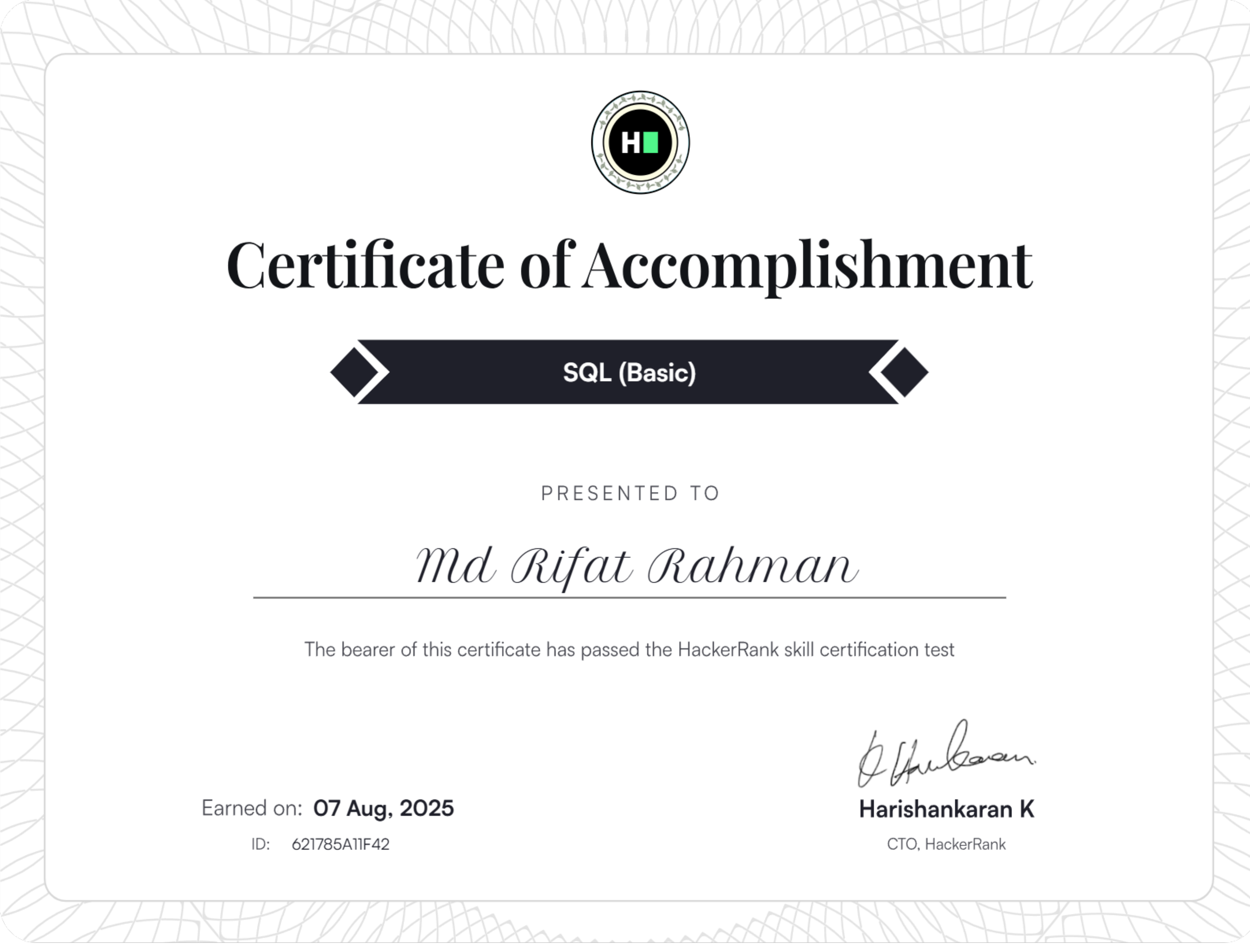 SQL Certificate