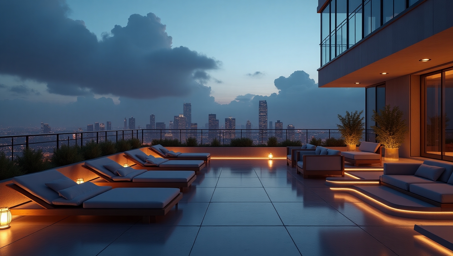 Luxurious rooftop lounge design by affordable interior designers
