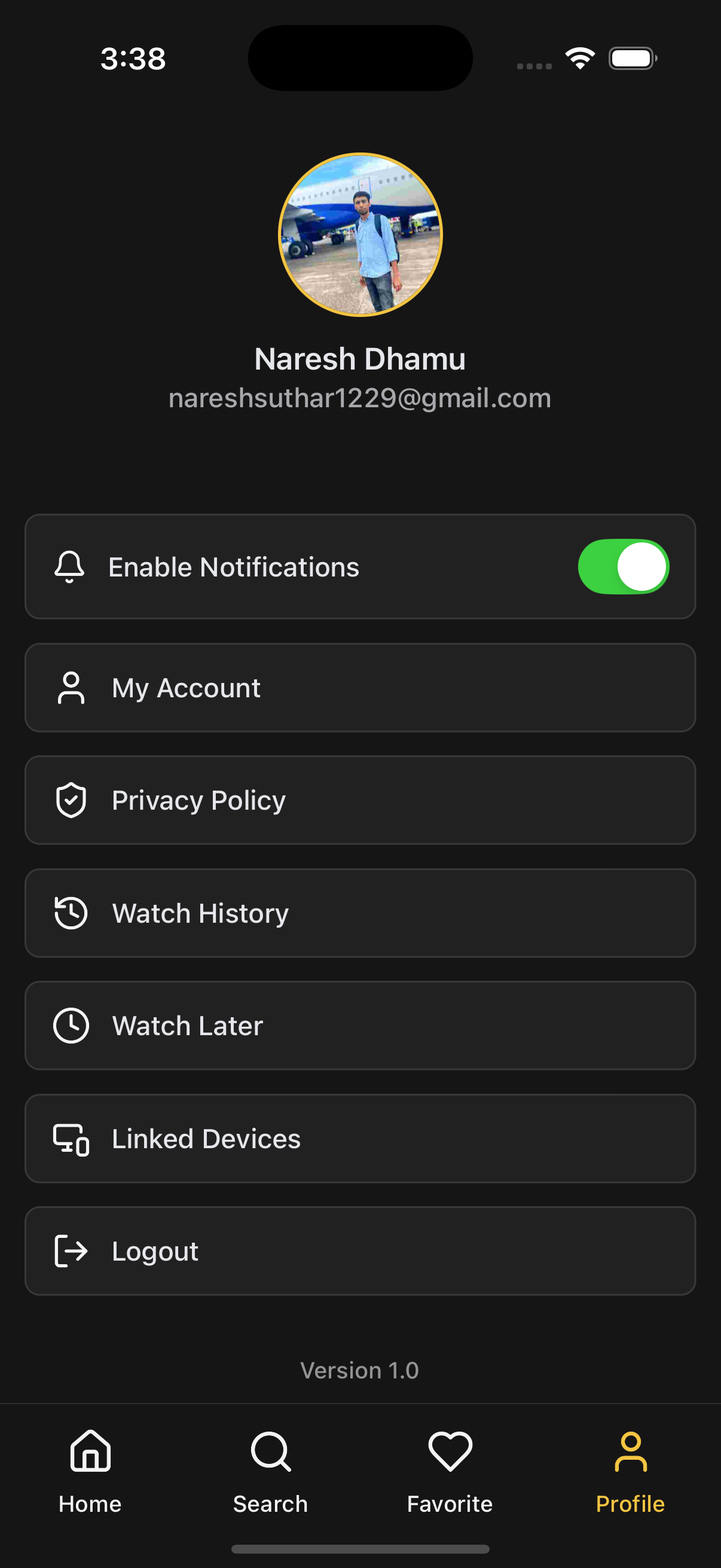 App Setting Dark Preview