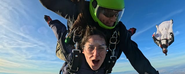 tandem skydiving in progress — Bay Area Skydiving, from its own website