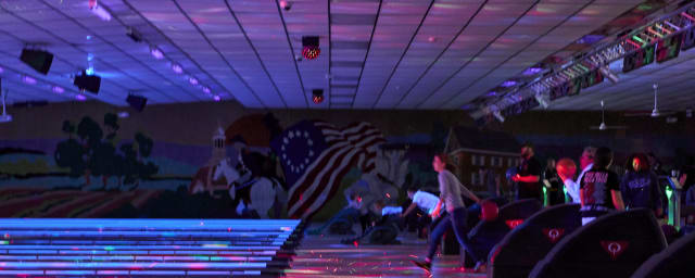 photograph of the venue's defining feature — Laser Alleys Family Fun Center, from its own website