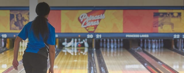 photograph of the venue's defining feature — Princess Lanes Bowling Center, from its own website