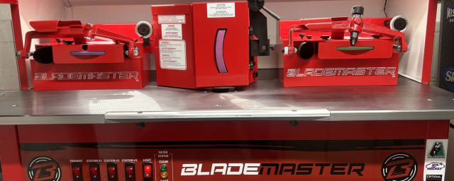 photograph of on-site skate sharpening equipment — Hatfield Ice Mini Rink, from its own website