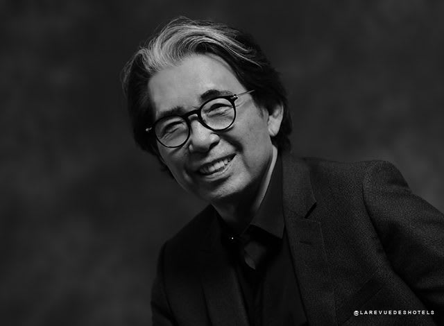 Portrait en noir et blanc du créateur Kenzo Takada
