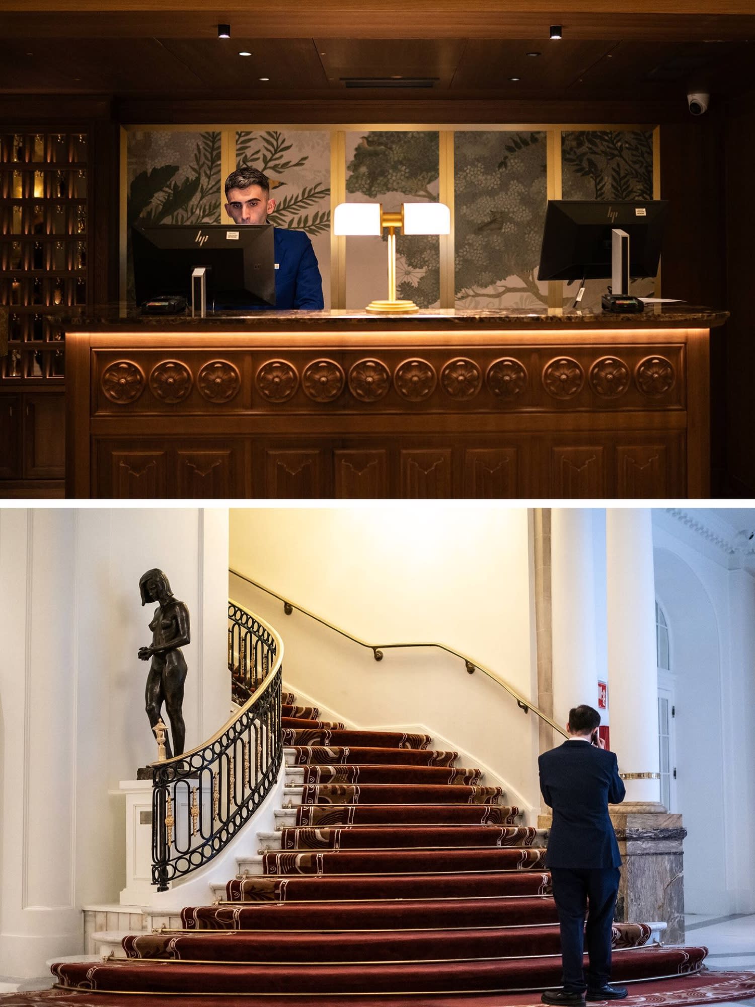 Réception et personnel d'un grand hôtel de luxe à Madrid