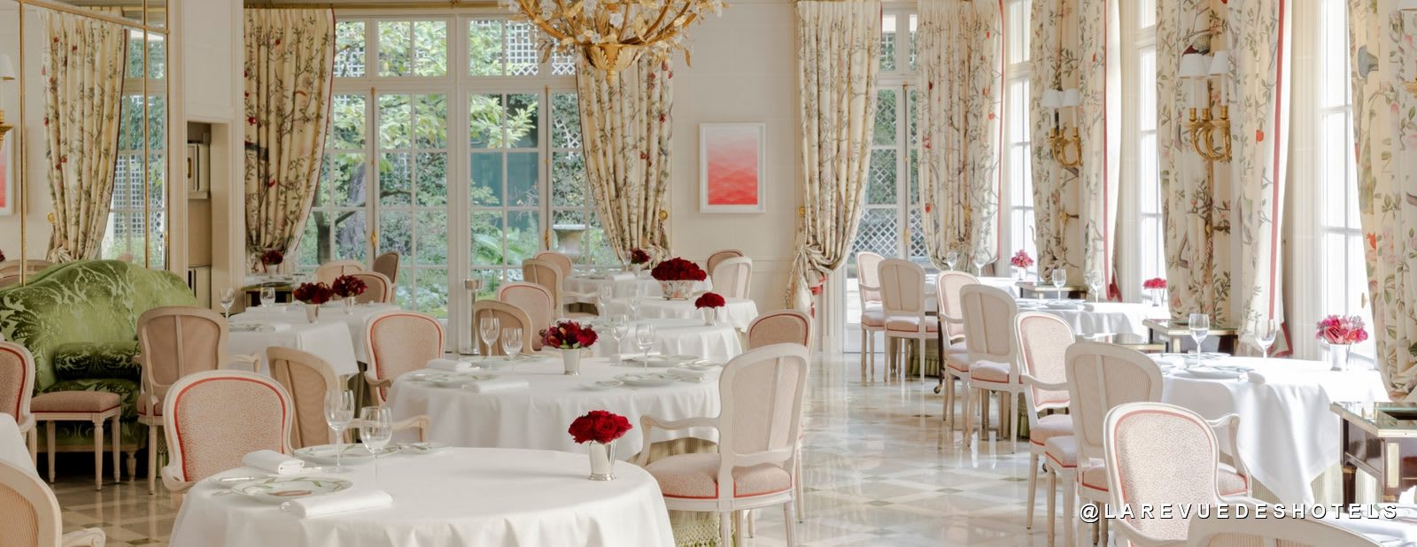 The dining room of Epicure restaurant at Le Bristol Paris, a gastronomic hotel-restaurant