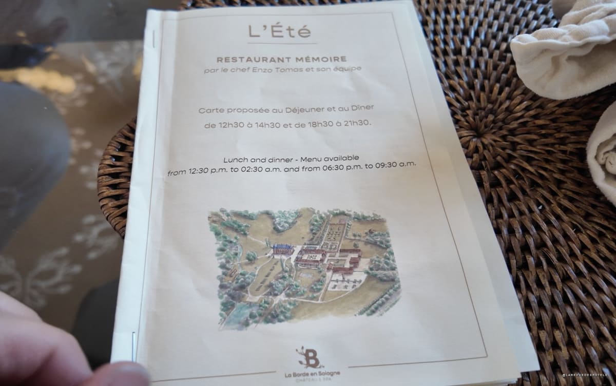 Le menu de l'été, restaurant Mémoire · Château La Borde en Sologne · La Revue des Hôtels