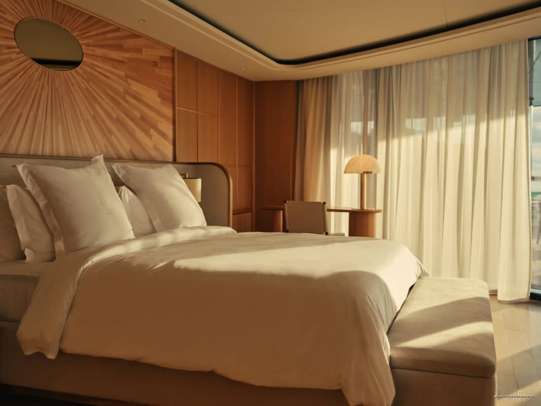 Loft Suite of Four Seasons I with private sea-facing terrace, contemporary decor