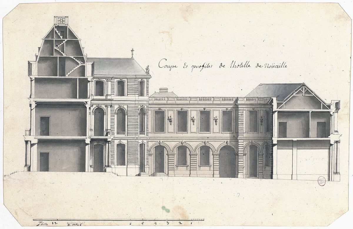 Coupe et profils de l'hôtel de Noailles, rue Saint-Honoré