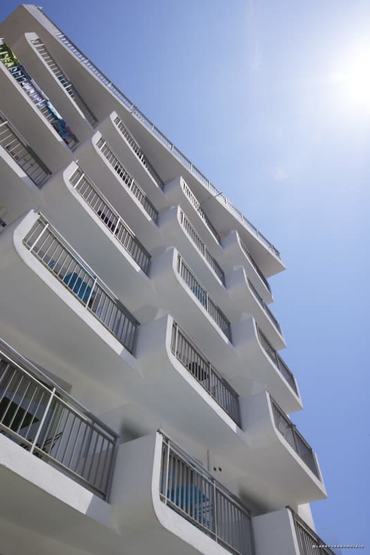 Façade and balconies of Hôtel Abrial in the heart of Cannes