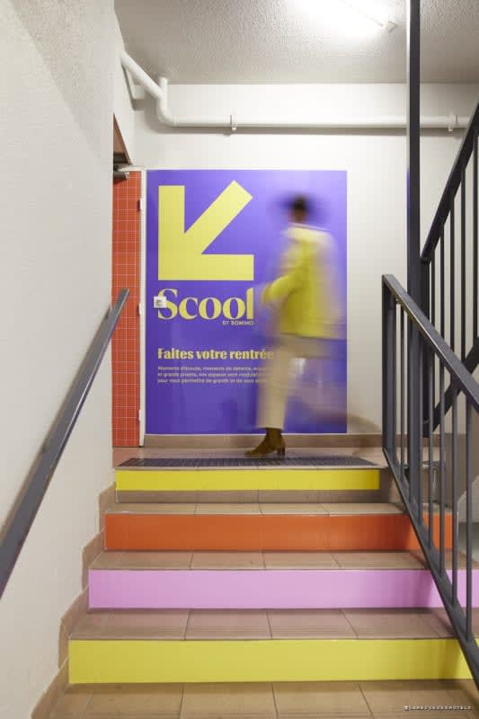 Colourful staircase, signature of Scool spaces