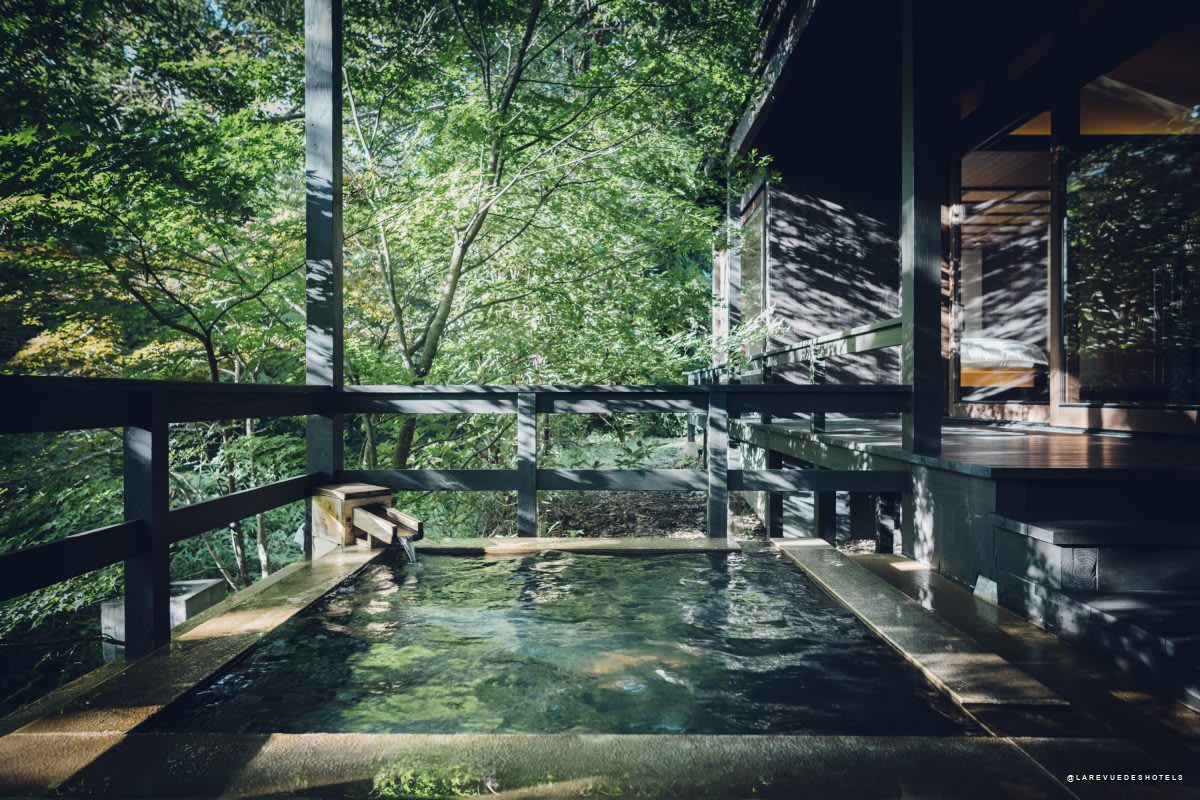 Private hot spring bath at the Kai Aso ryokan