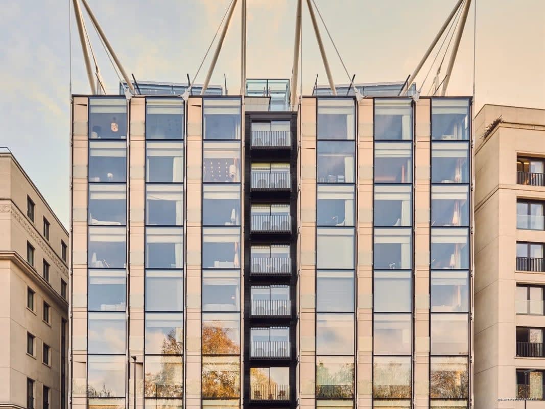 The facade of The Emory hotel at Hyde Park Corner, London