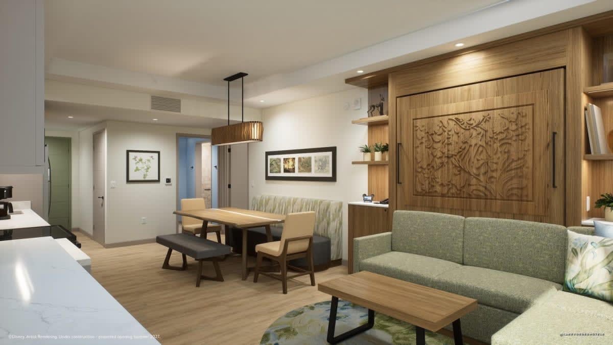 The living room of a one-bedroom villa