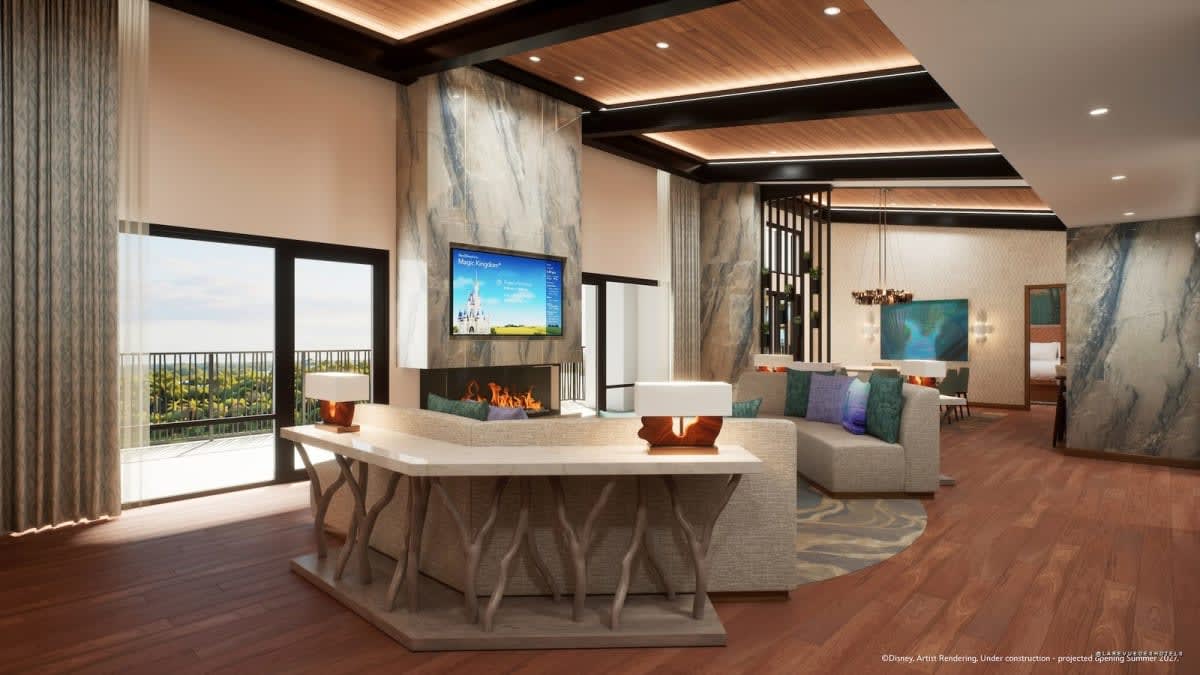 The living room of the Hidden Willow presidential suite