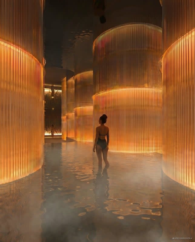 Les colonnes lumineuses dans l'eau