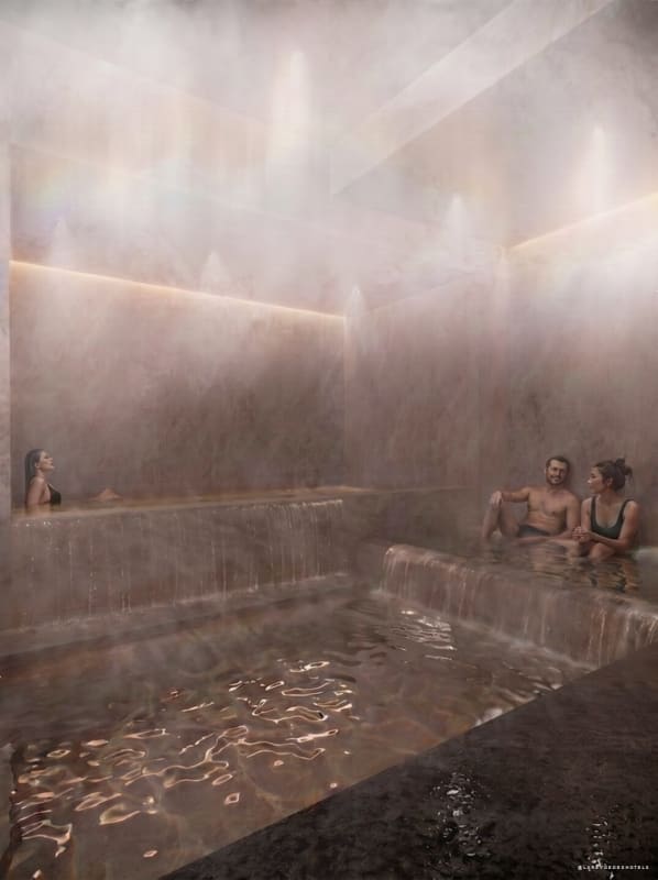 Le bain chaud en pierre