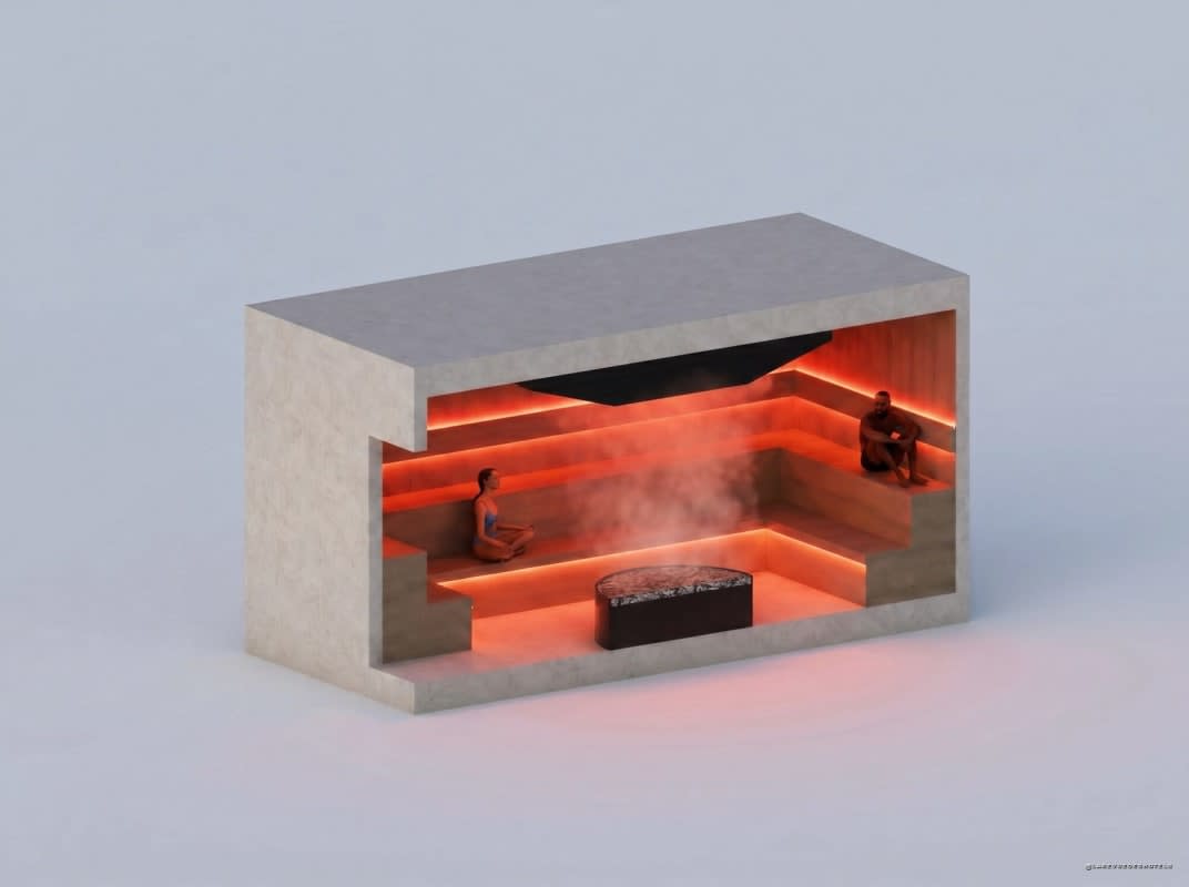 Le sauna, en coupe