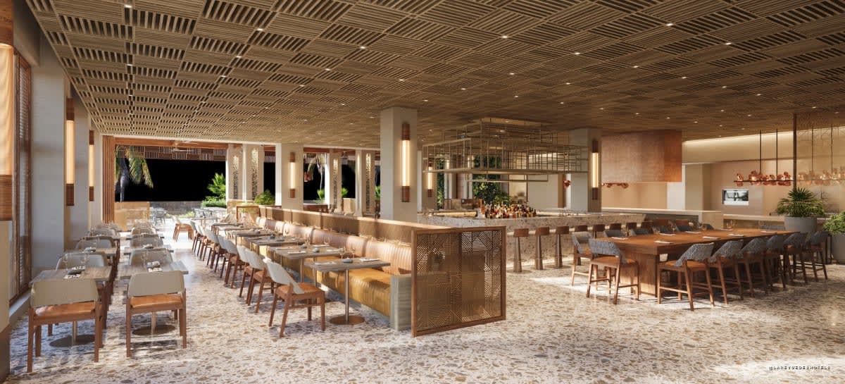 Salle et comptoir d'un restaurant du Grand Hyatt Grand Cayman Resort & Spa