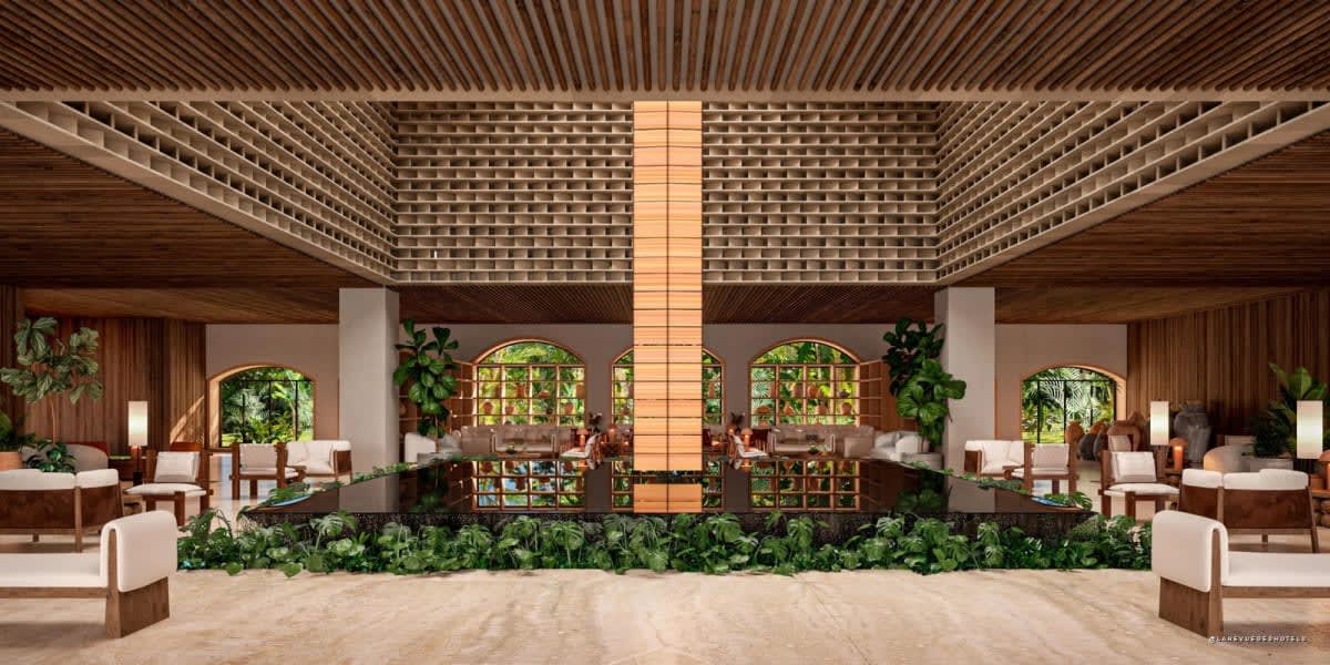 Lobby et bassin intérieur du Kimpton Tres Rios Riviera Maya