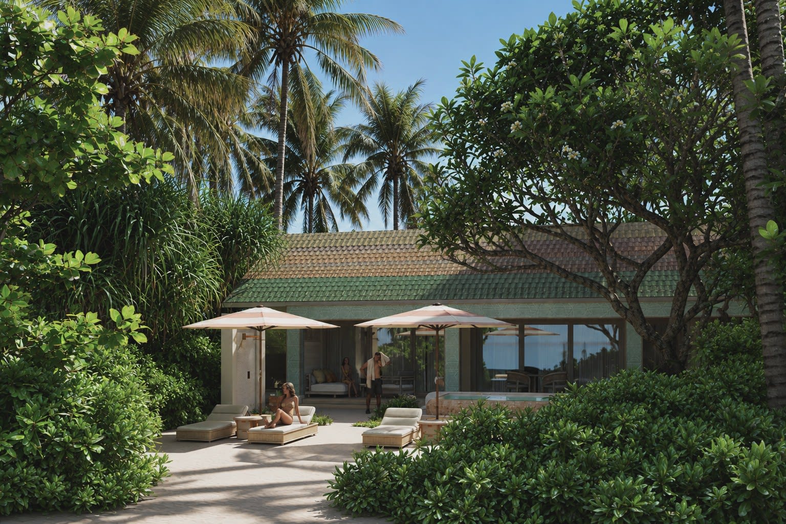 Terrasse d'une villa de plage du futur ONE BANYAN Amaraa Faru, aux Maldives