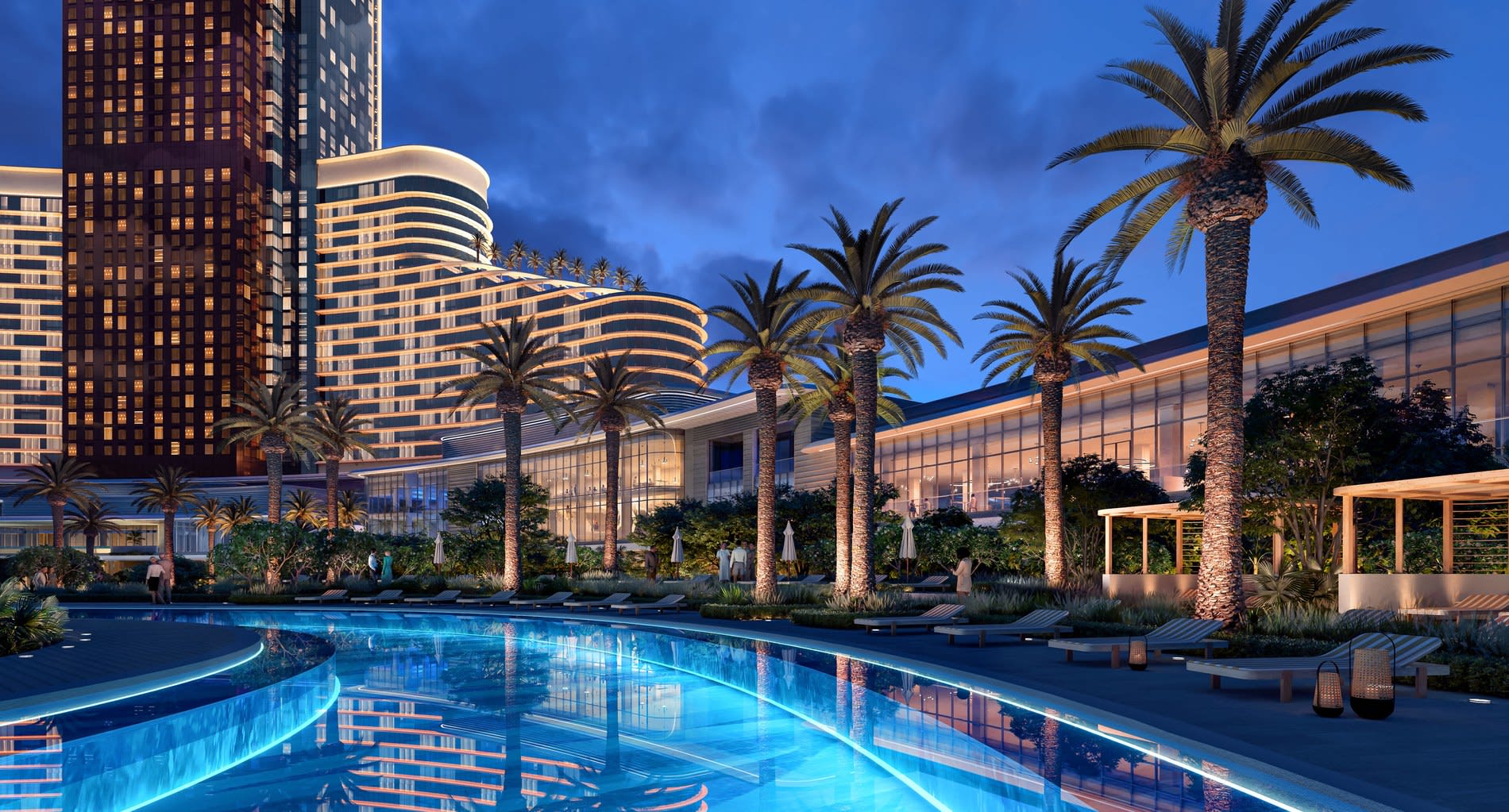 Le pont piscine du futur Wynn Al Marjan Island