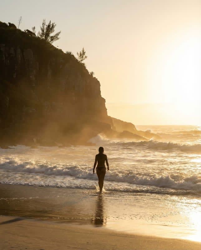 A Praia Brava ao amanhecer, em Itajaí